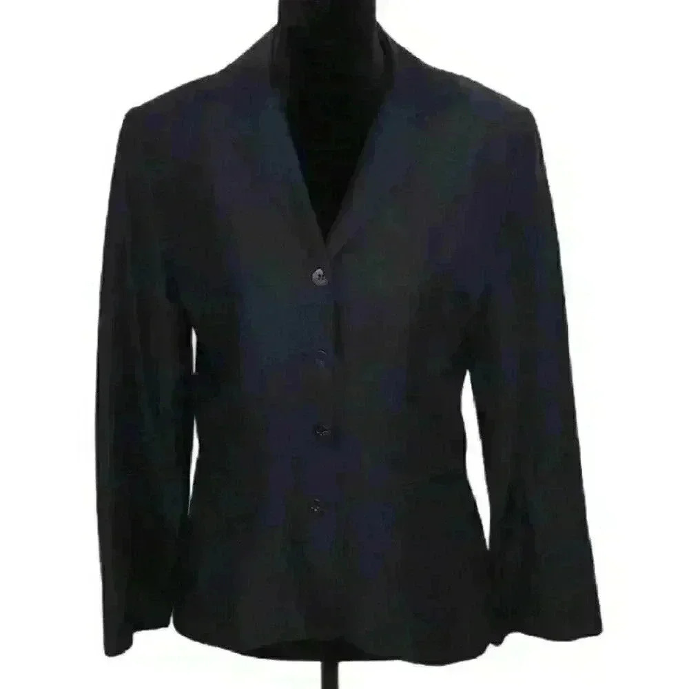 Drozdzik Bergdorf Goodman Navy Blue Linen Blazer - Picture 1 of 6